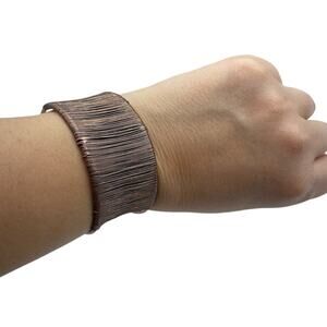 Bronze Metal Wrapped Bangle Bracelet Boho Artsy Lagenlook Art To Wear